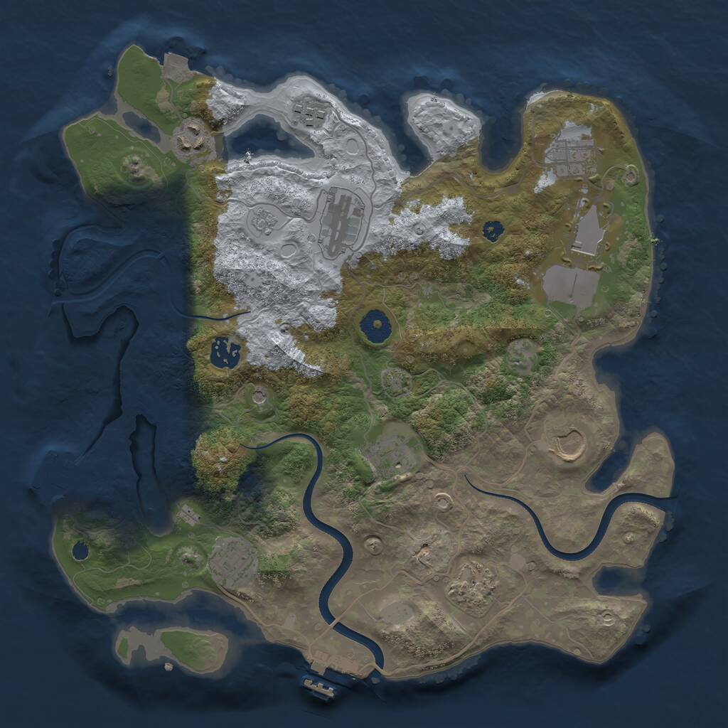 Rust Map: Procedural Map, Size: 3500, Seed: 453633613, 16 Monuments