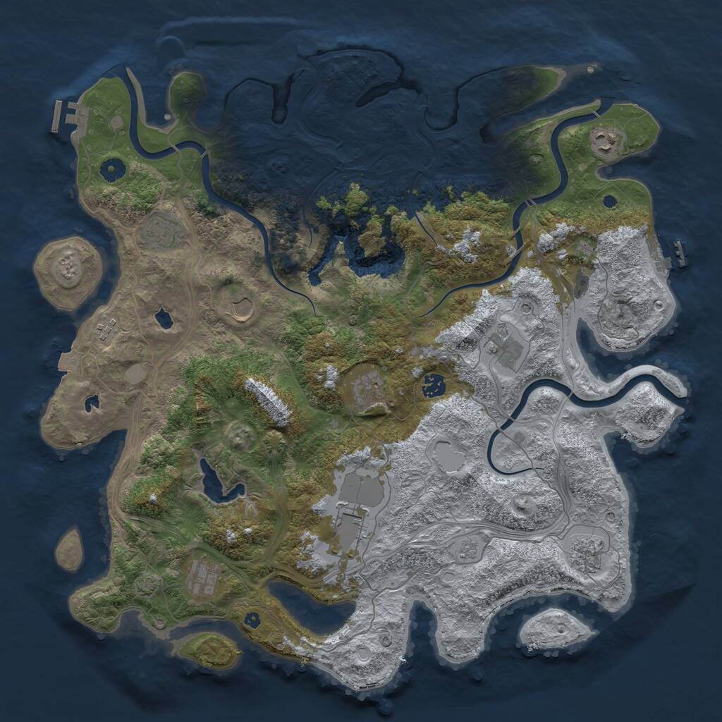 Rust Map: Procedural Map, Size: 4500, Seed: 422374084, 16 Monuments