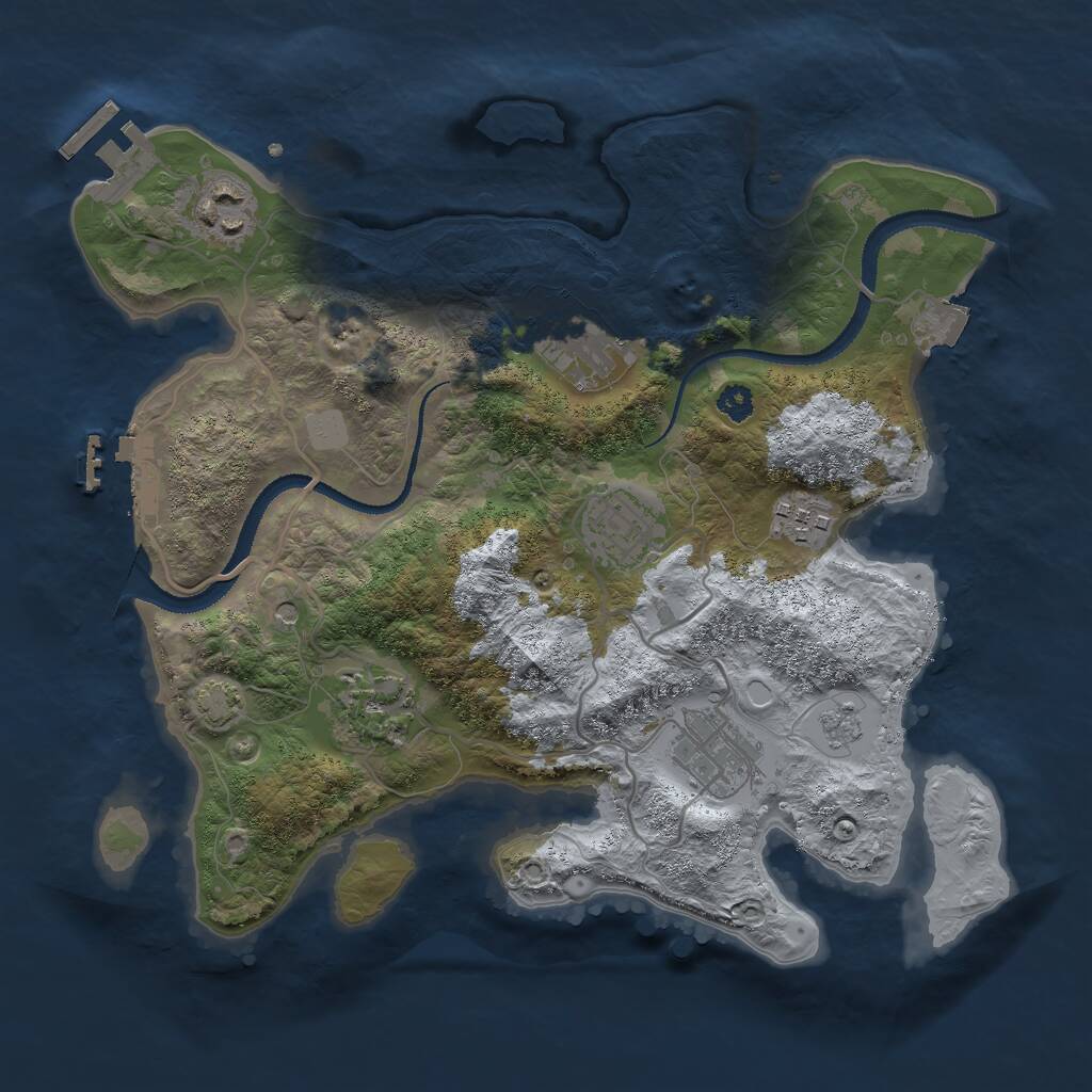 Rust Map: Procedural Map, Size: 3000, Seed: 37651, 12 Monuments