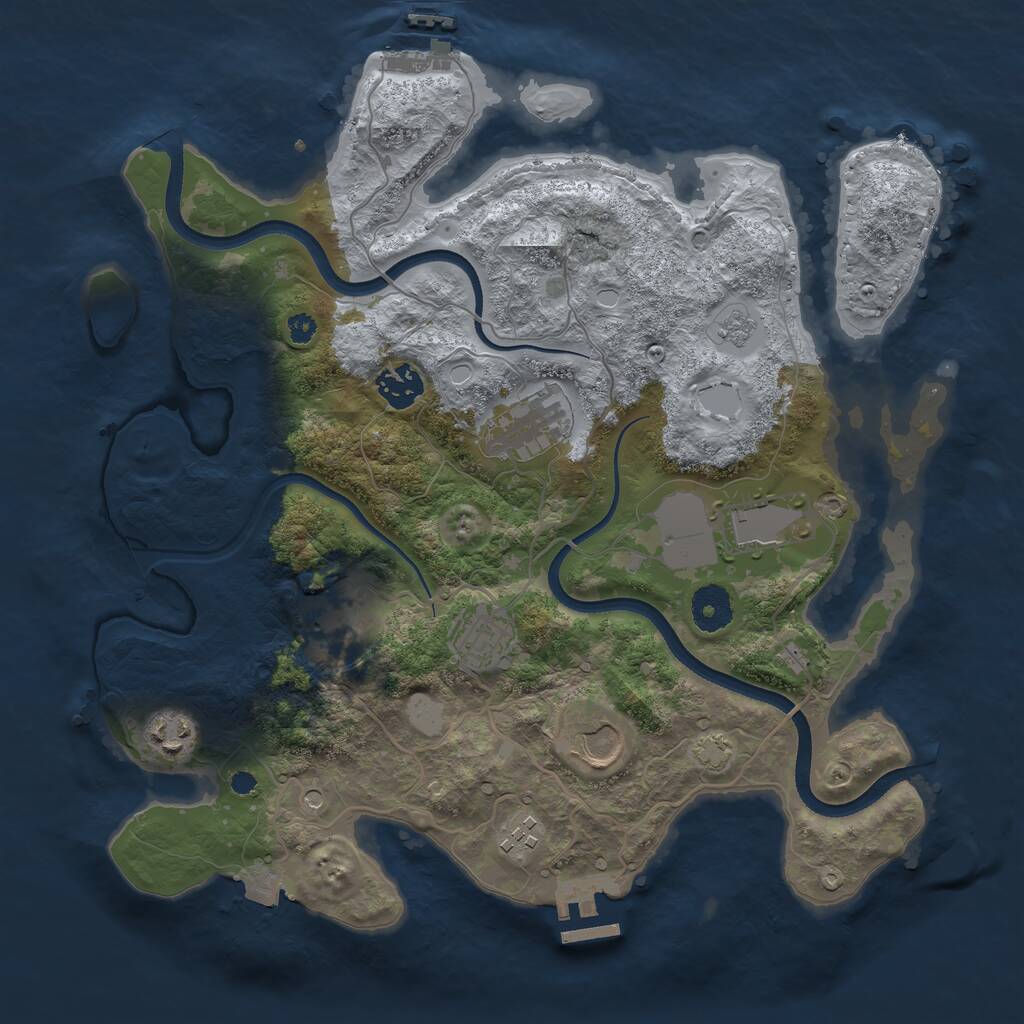 Rust Map: Procedural Map, Size: 3500, Seed: 1781256870, 14 Monuments