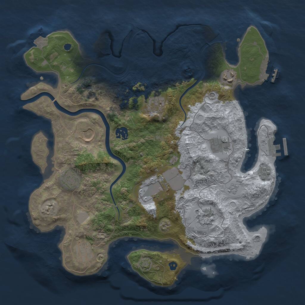 Rust Map: Procedural Map, Size: 3500, Seed: 435254530, 16 Monuments