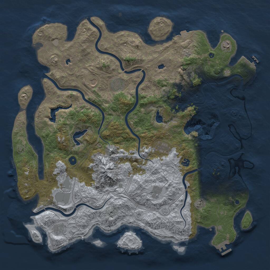 Rust Map: Procedural Map, Size: 5000, Seed: 1387091981, 16 Monuments
