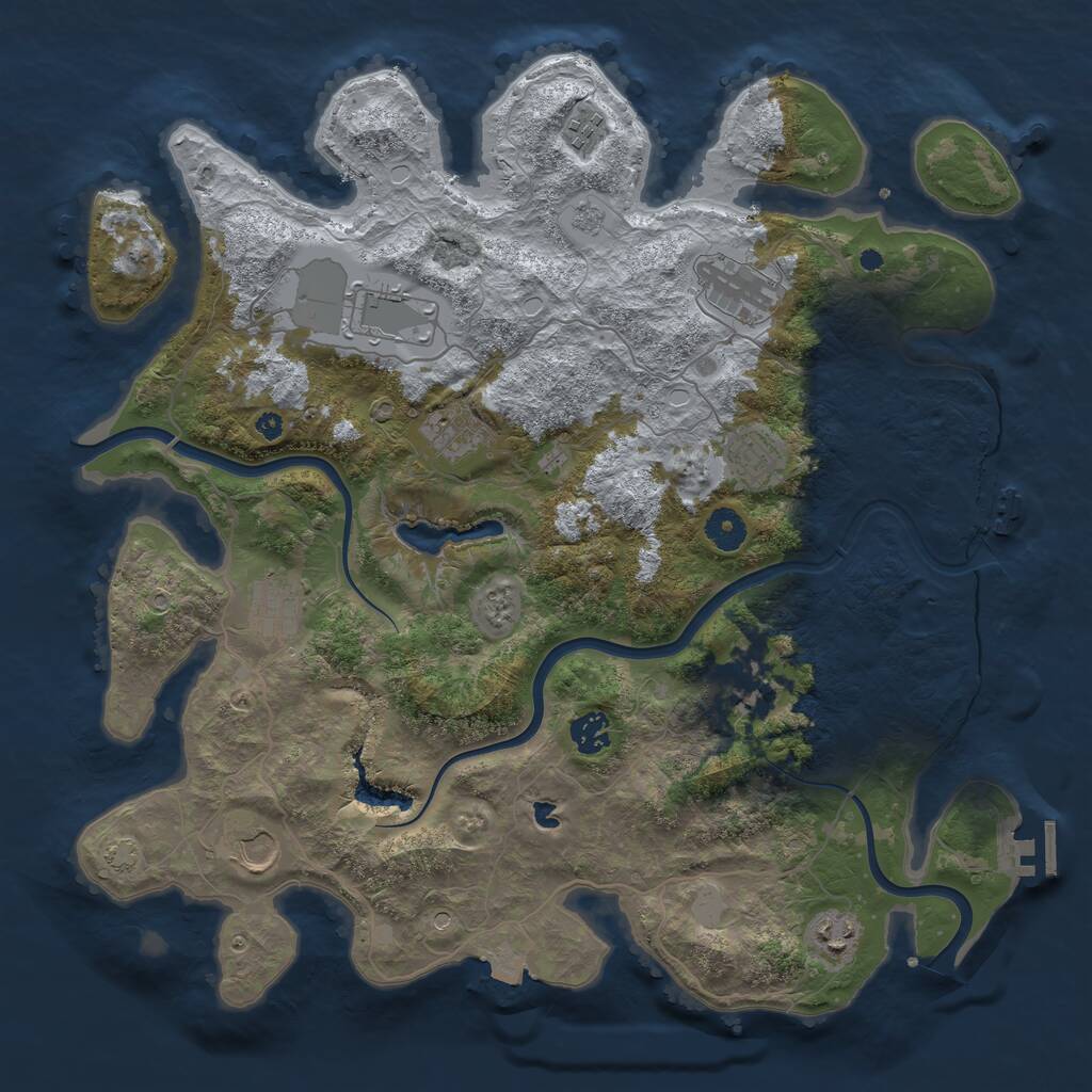 Rust Map: Procedural Map, Size: 4000, Seed: 3986, 16 Monuments