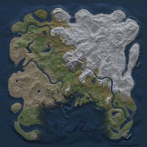 Thumbnail Rust Map: Procedural Map, Size: 5000, Seed: 385375, 17 Monuments