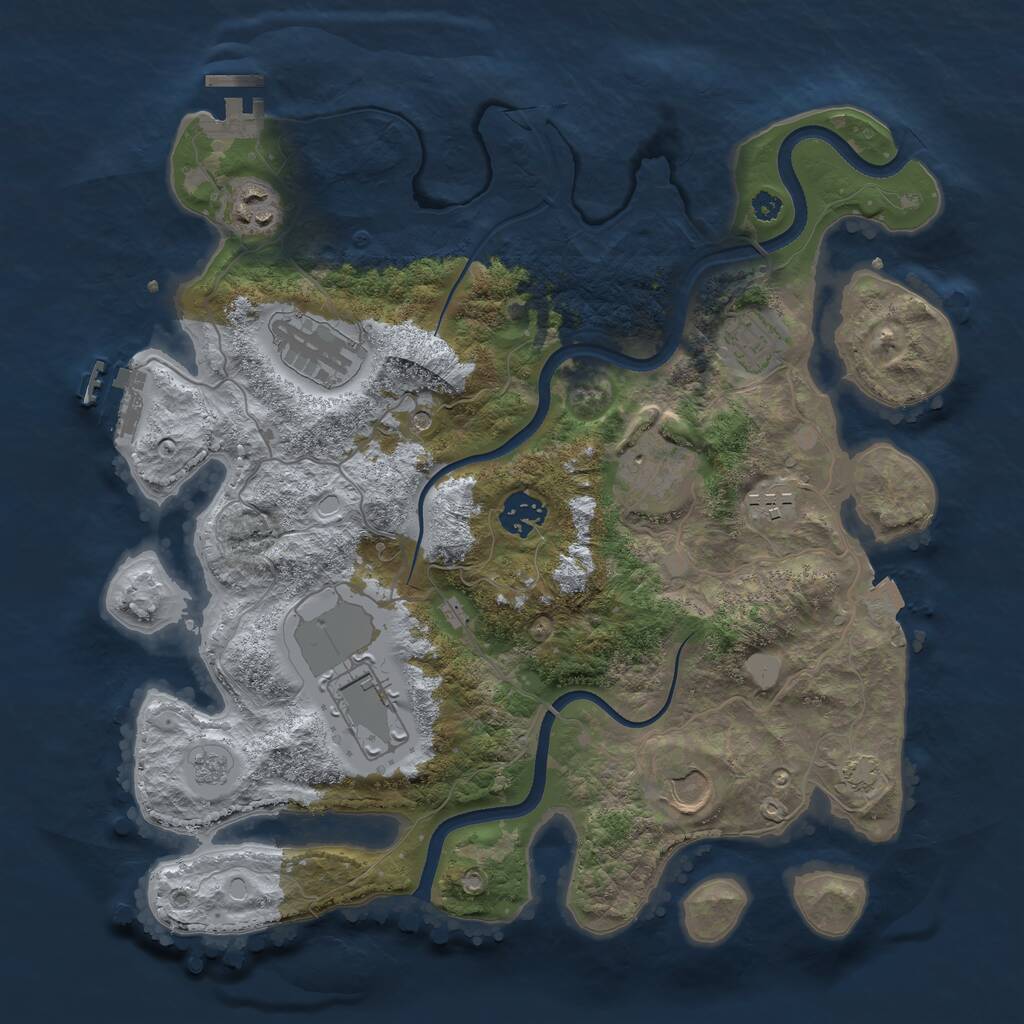 Rust Map: Procedural Map, Size: 3500, Seed: 1801157443, 14 Monuments