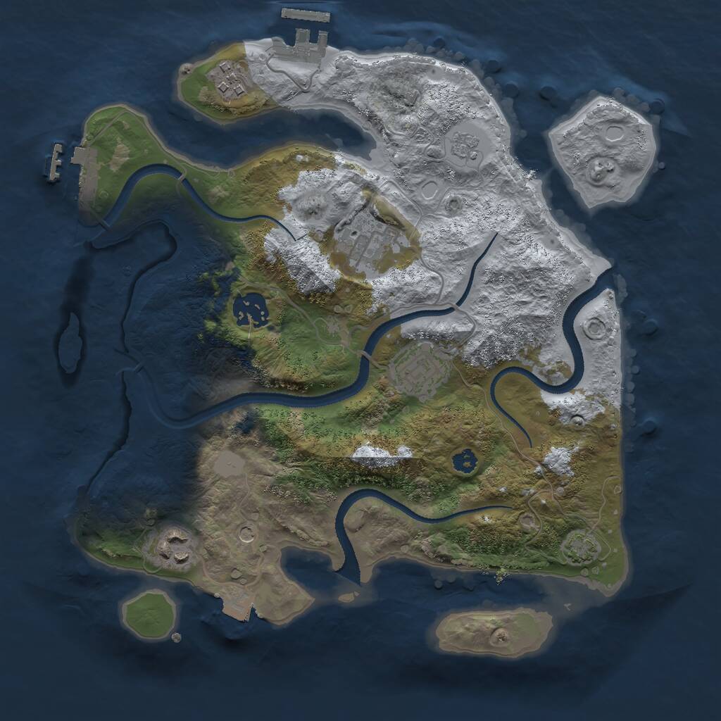 Rust Map: Procedural Map, Size: 3000, Seed: 76124, 11 Monuments