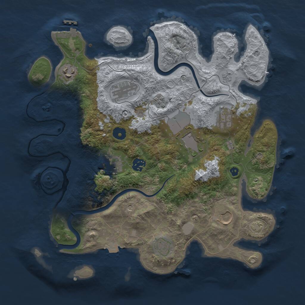 Rust Map: Procedural Map, Size: 3500, Seed: 328918528, 14 Monuments