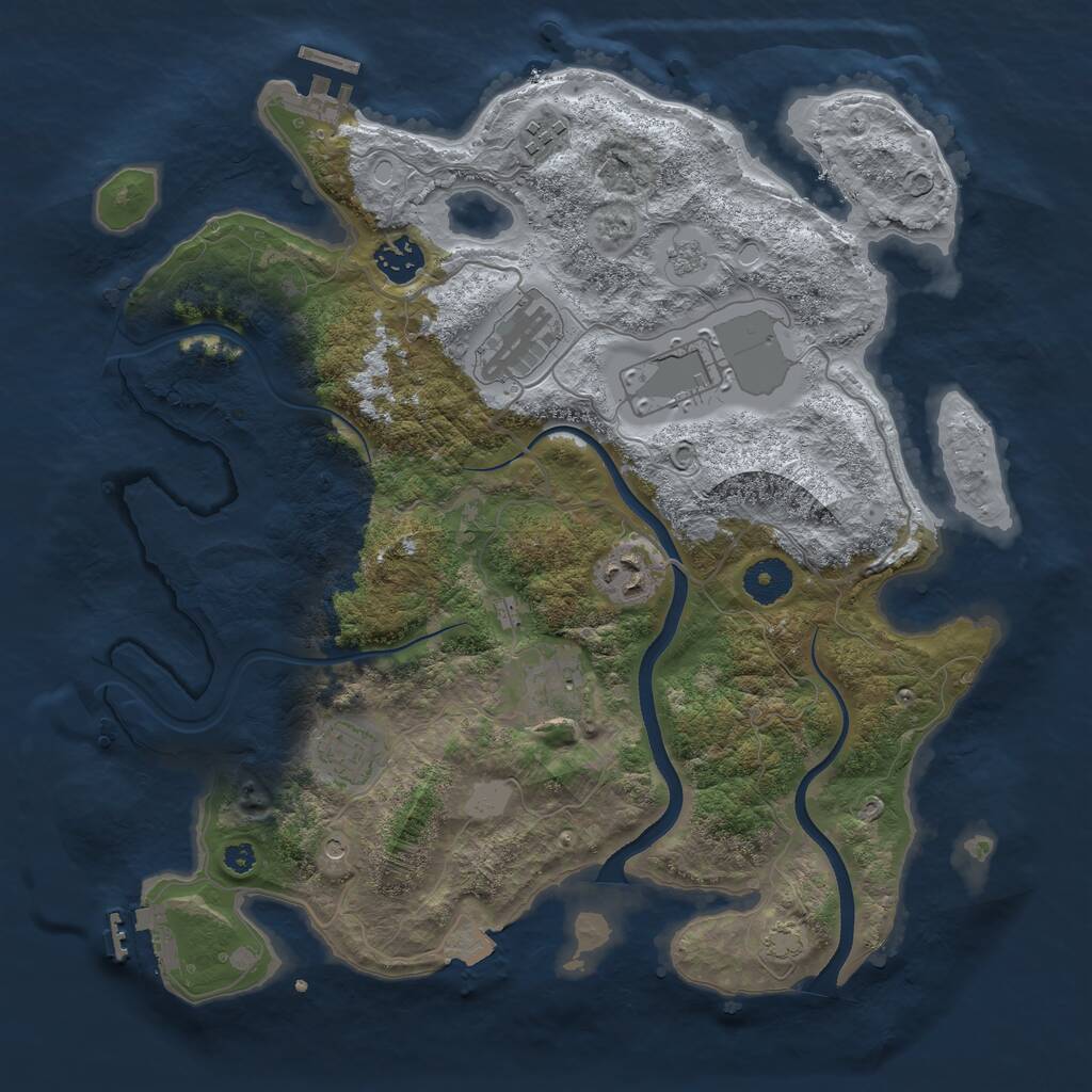Rust Map: Procedural Map, Size: 3550, Seed: 590443205, 13 Monuments