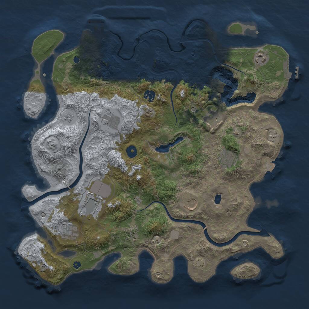 Rust Map: Procedural Map, Size: 4000, Seed: 424094665, 16 Monuments