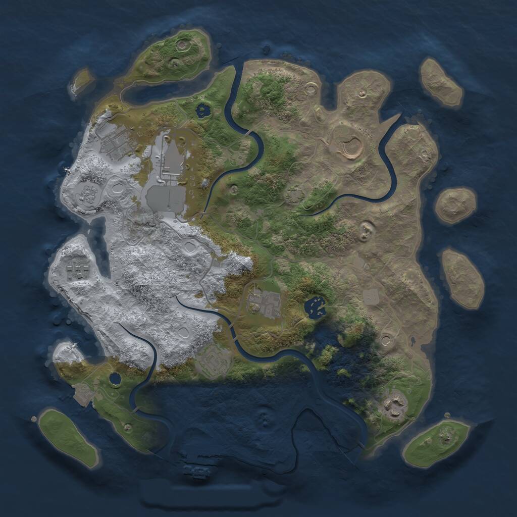 Rust Map: Procedural Map, Size: 3500, Seed: 954336747, 13 Monuments
