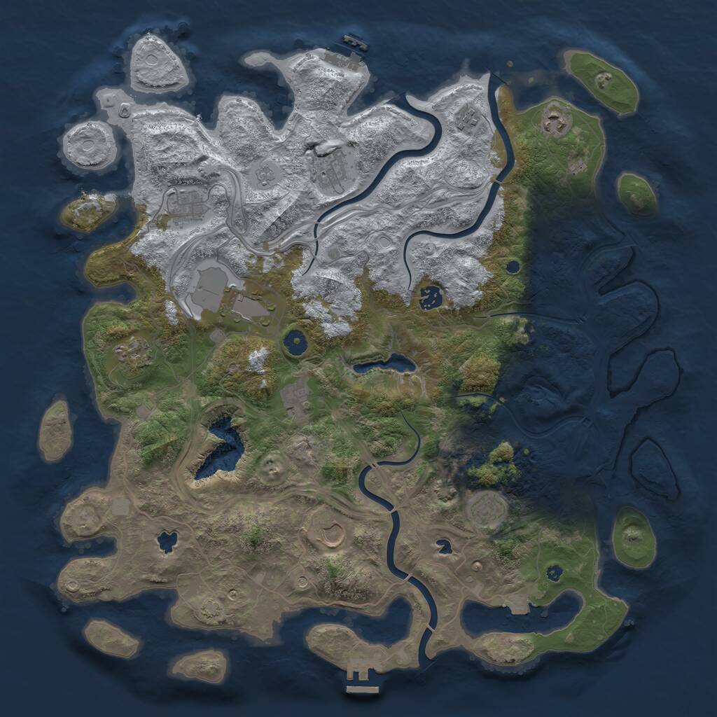 Rust Map: Procedural Map, Size: 4500, Seed: 875412, 16 Monuments