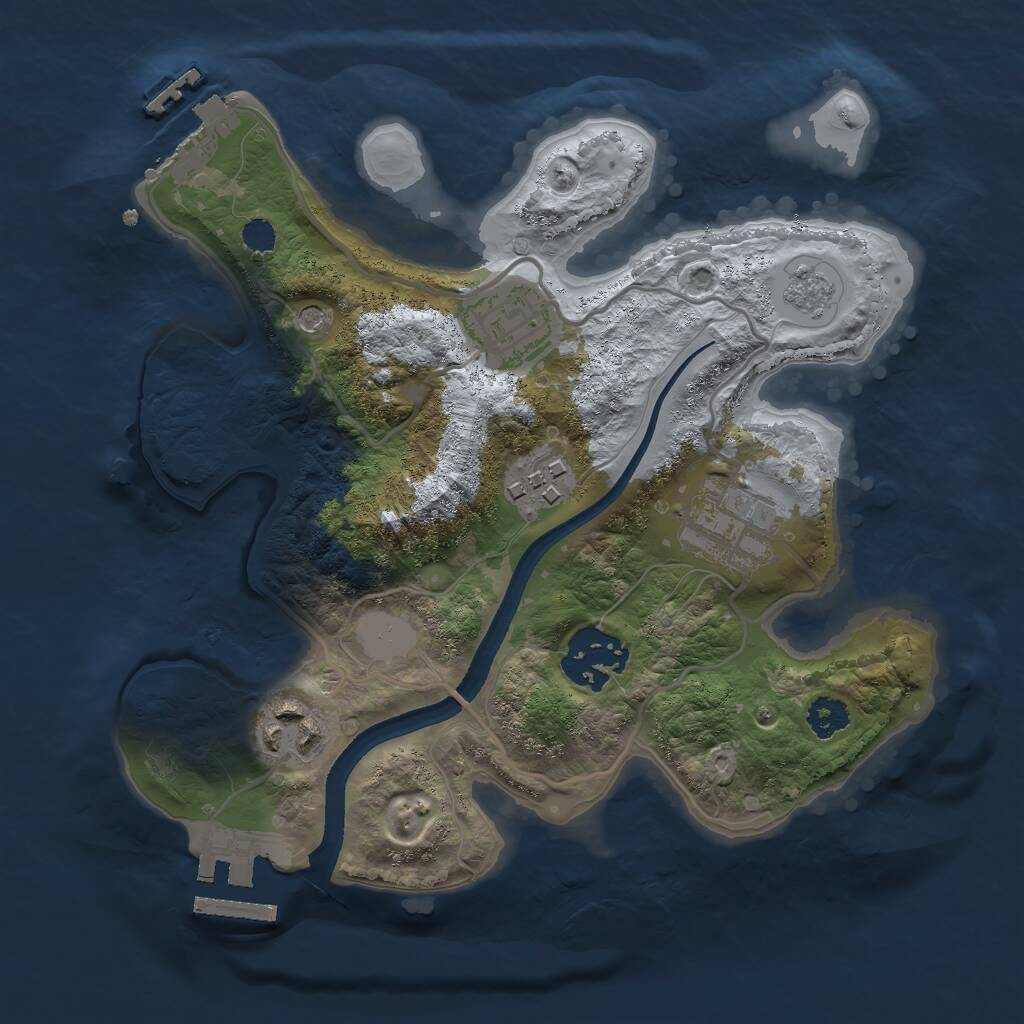 Rust Map: Procedural Map, Size: 2500, Seed: 1834450707, 10 Monuments