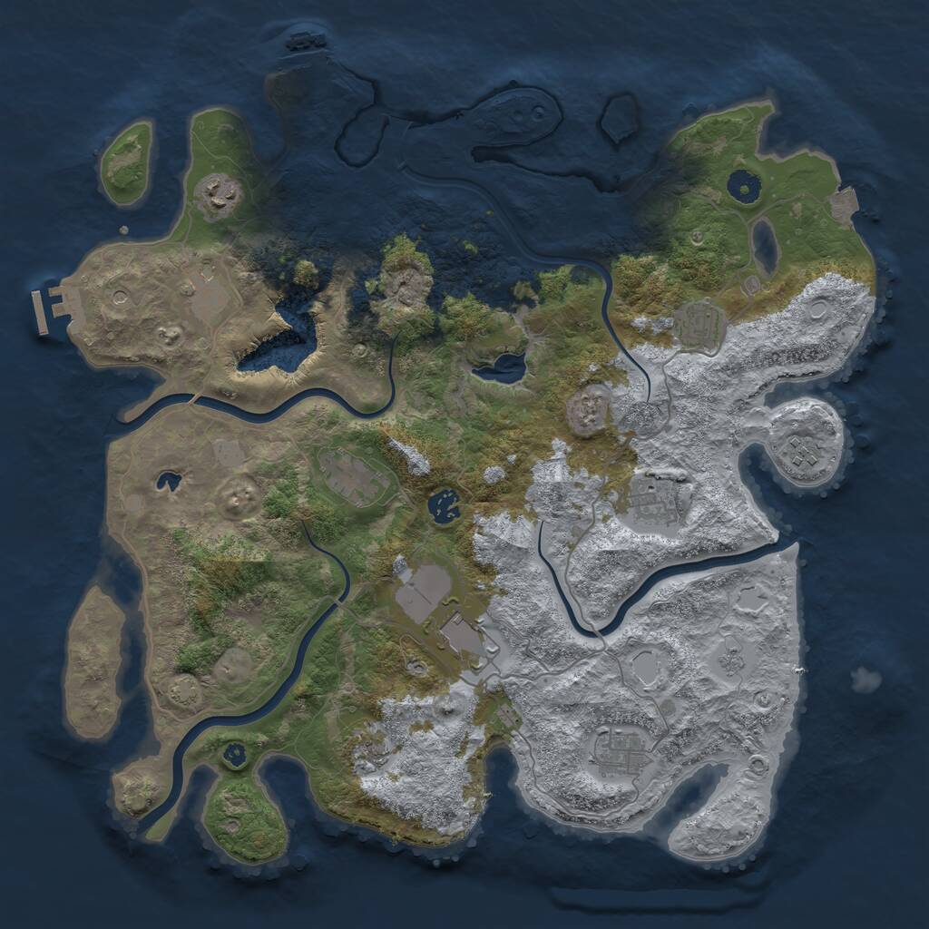 Rust Map: Procedural Map, Size: 4200, Seed: 770420, 16 Monuments