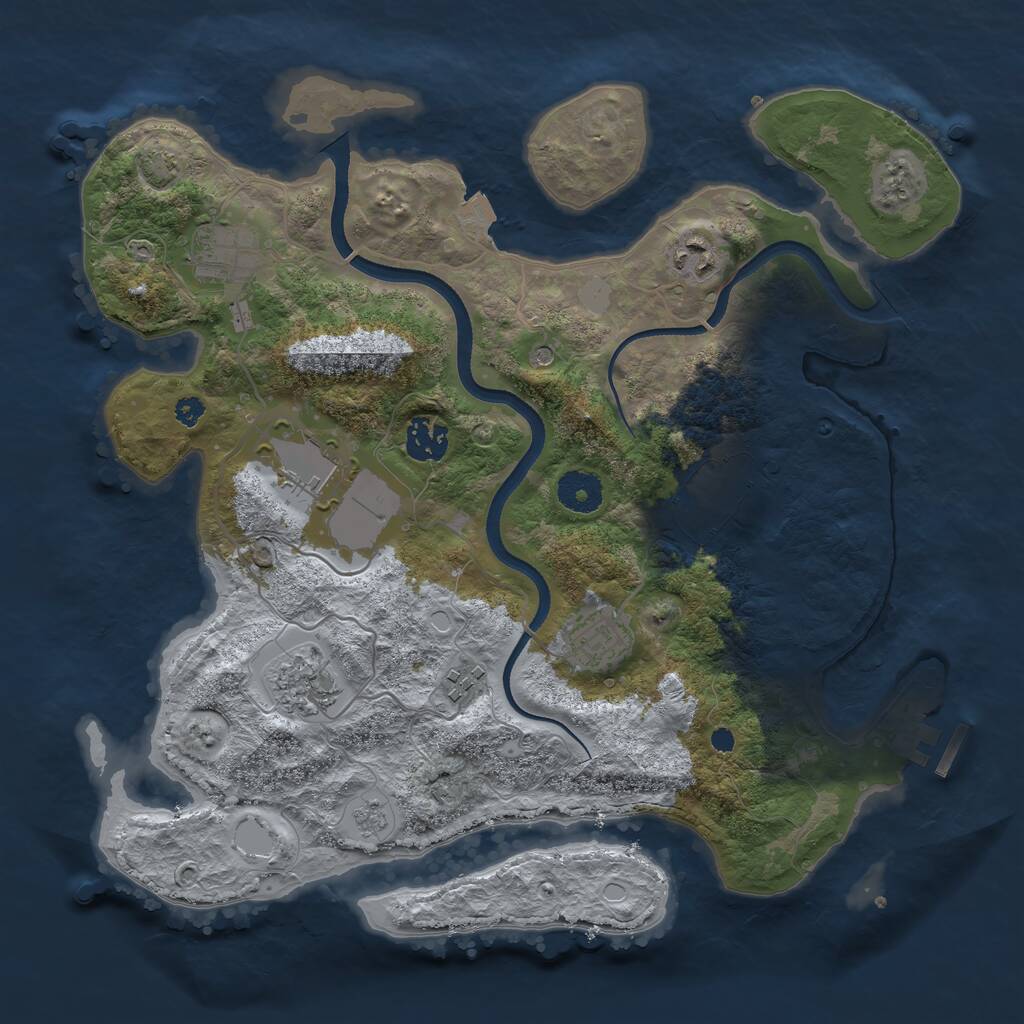 Rust Map: Procedural Map, Size: 3500, Seed: 48737, 13 Monuments