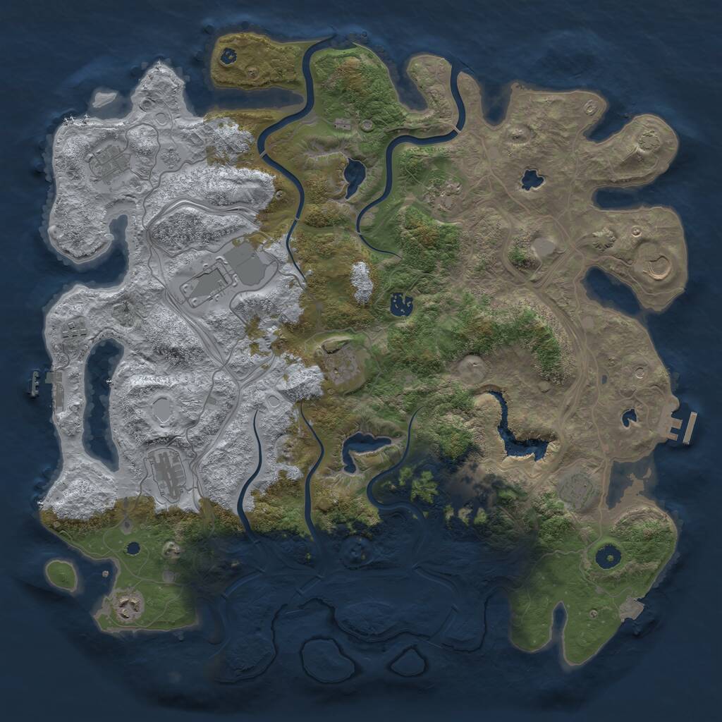 Rust Map: Procedural Map, Size: 4500, Seed: 1098530298, 17 Monuments
