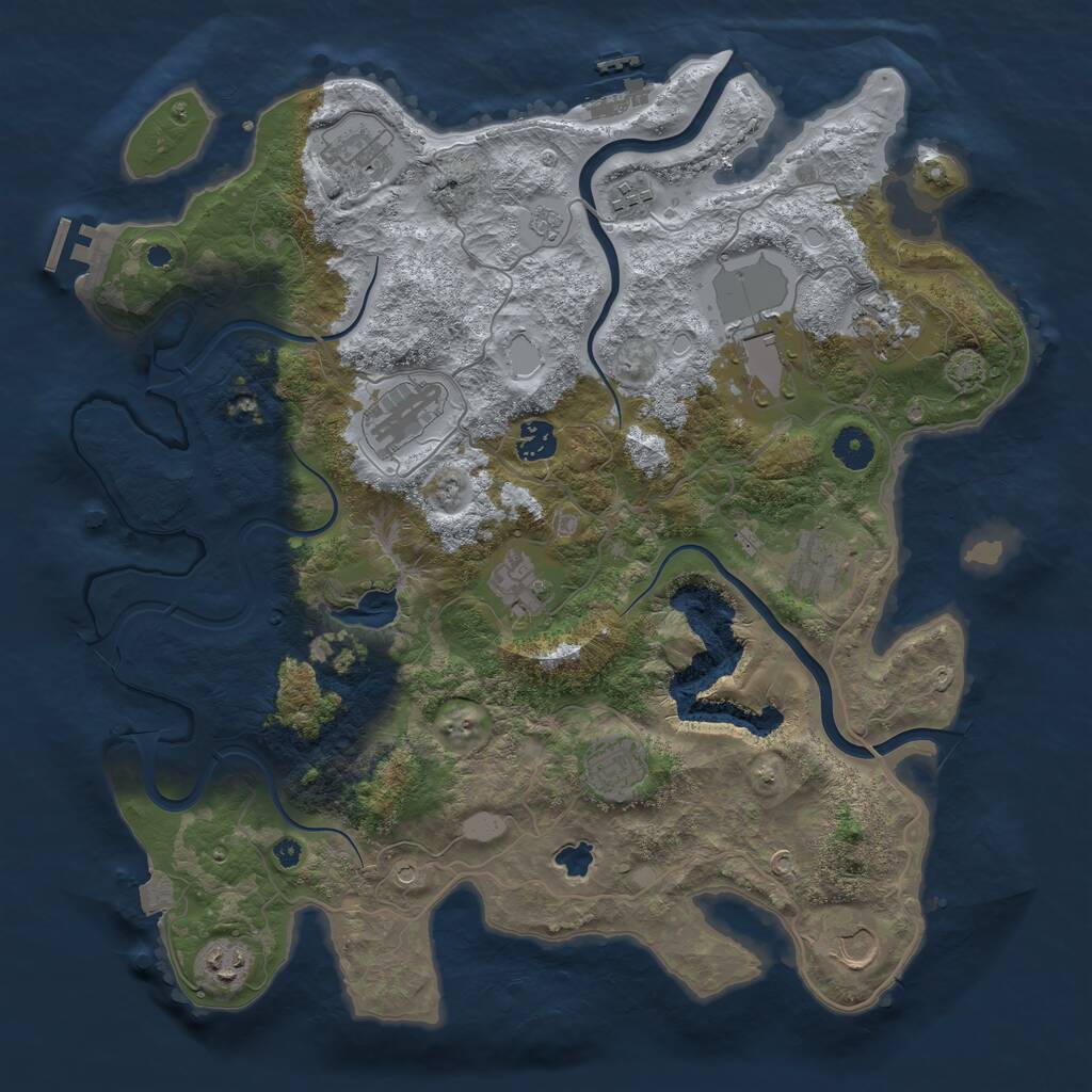 Rust Map: Procedural Map, Size: 4000, Seed: 397778977, 17 Monuments