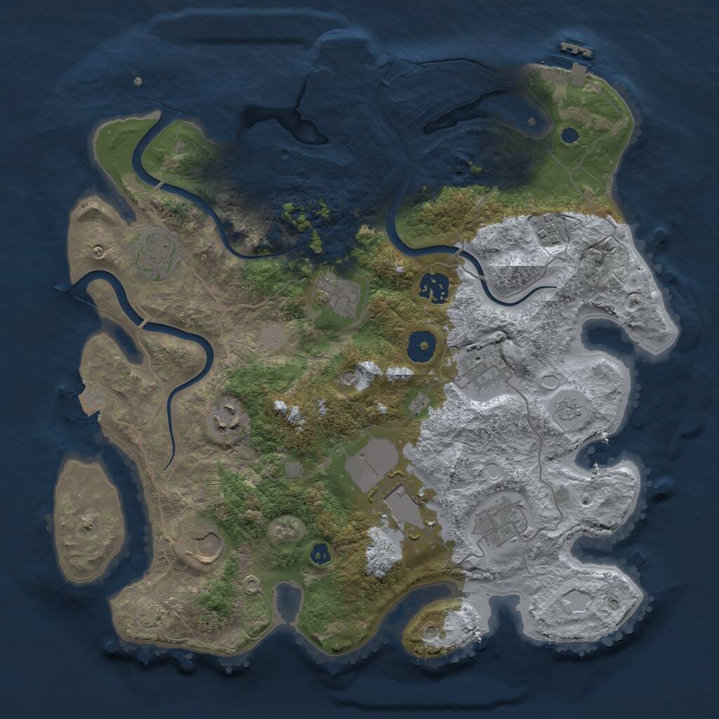 Rust Map: Procedural Map, Size: 3500, Seed: 724265863, 15 Monuments