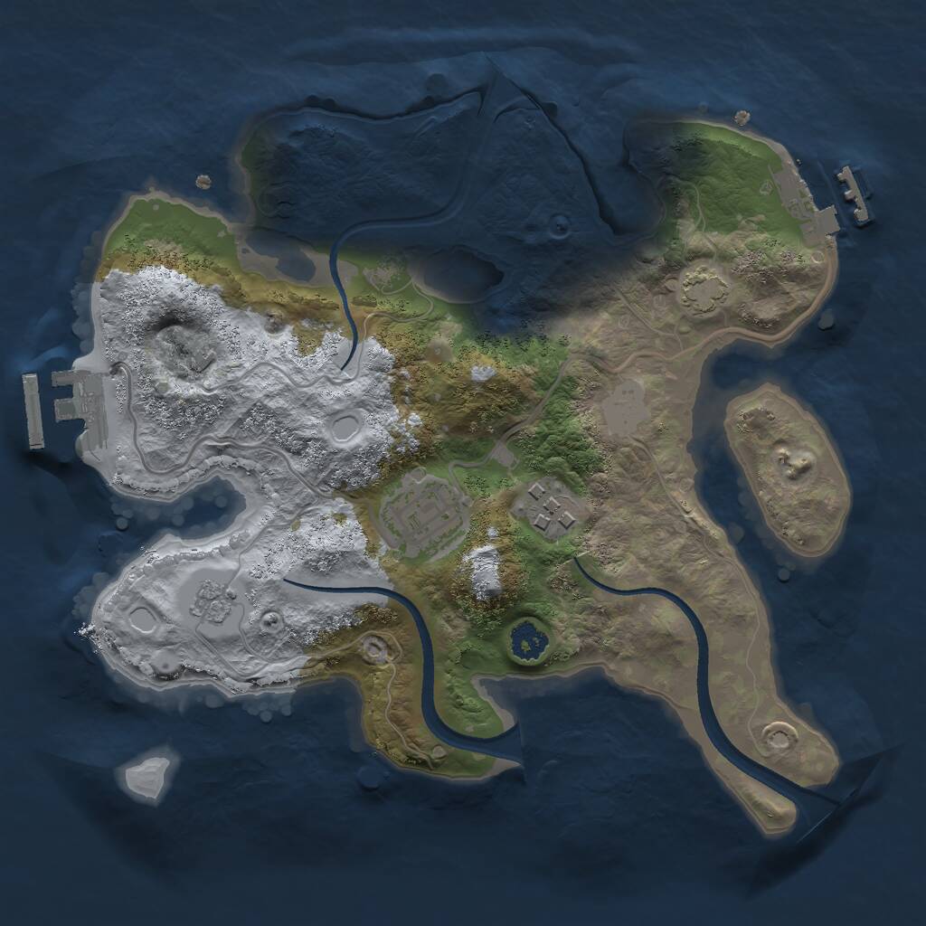 Rust Map: Procedural Map, Size: 2500, Seed: 1224806244, 7 Monuments