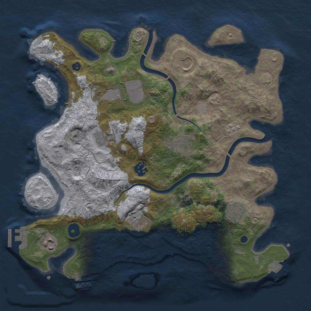 Rust Map: Procedural Map, Size: 3500, Seed: 1940836295, 15 Monuments