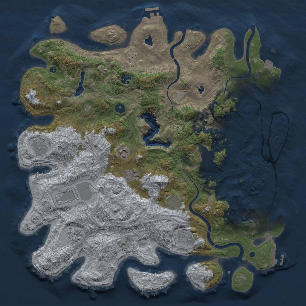 Rust Map: Procedural Map, Size: 4500, Seed: 357405438, 16 Monuments
