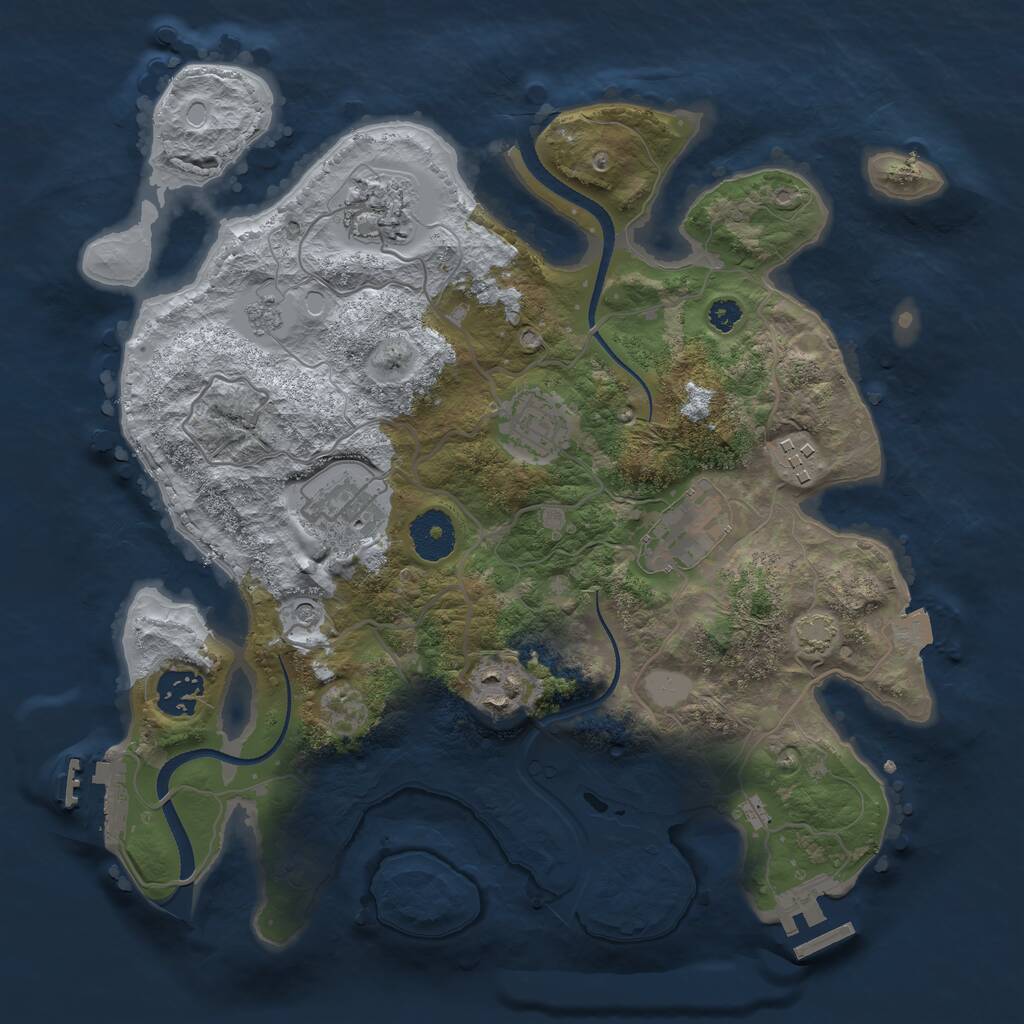 Rust Map: Procedural Map, Size: 3250, Seed: 1875379528, 13 Monuments