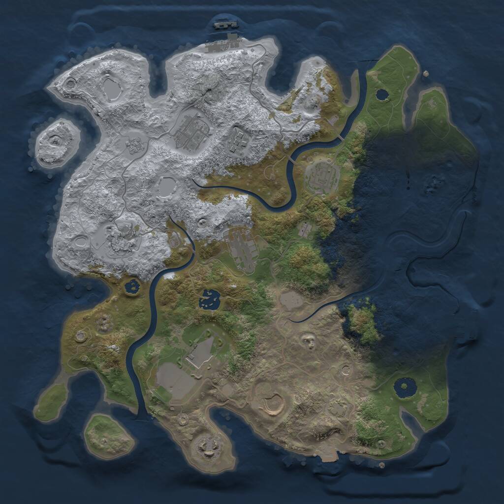 Rust Map: Procedural Map, Size: 3500, Seed: 710871317, 15 Monuments