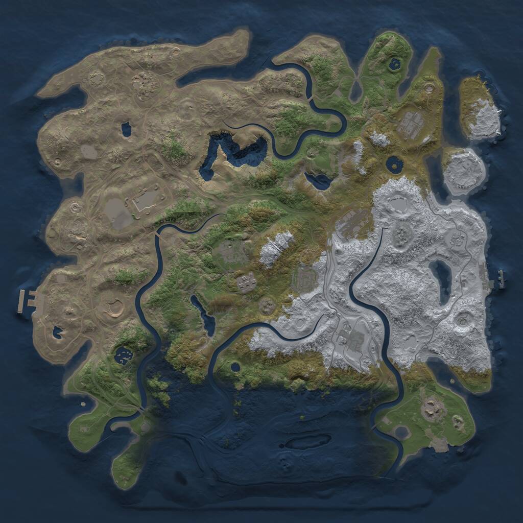 Rust Map: Procedural Map, Size: 4500, Seed: 878799697, 17 Monuments