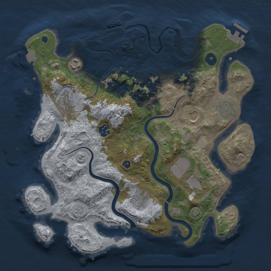 Rust Map: Procedural Map, Size: 3500, Seed: 160618910, 14 Monuments