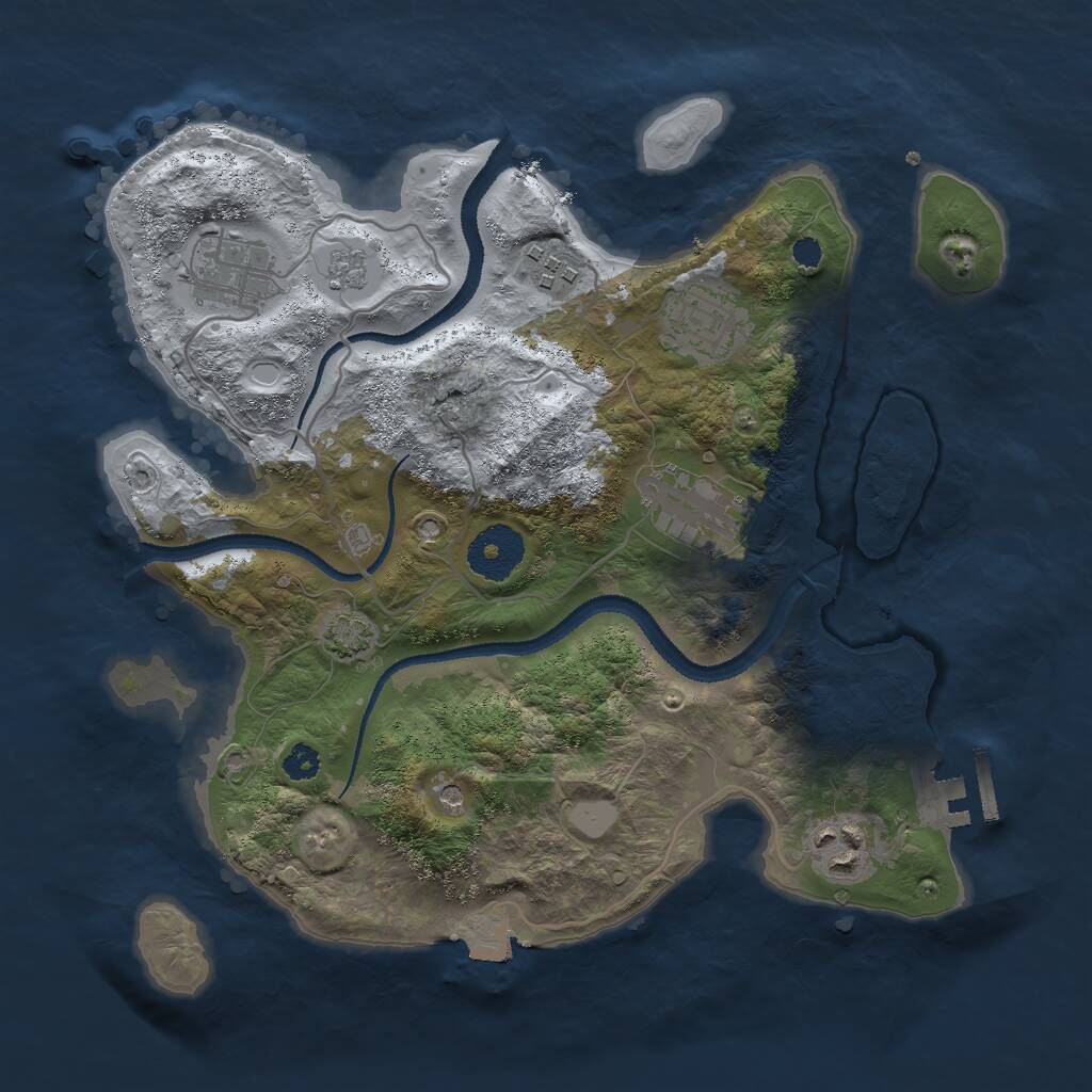Rust Map: Procedural Map, Size: 3000, Seed: 1643687830, 10 Monuments