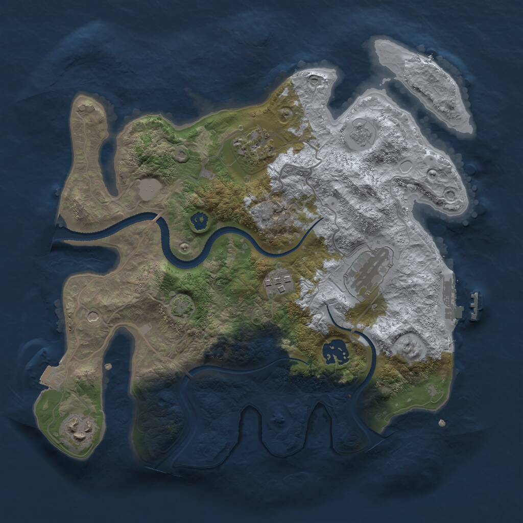 Rust Map: Procedural Map, Size: 3000, Seed: 20445, 10 Monuments