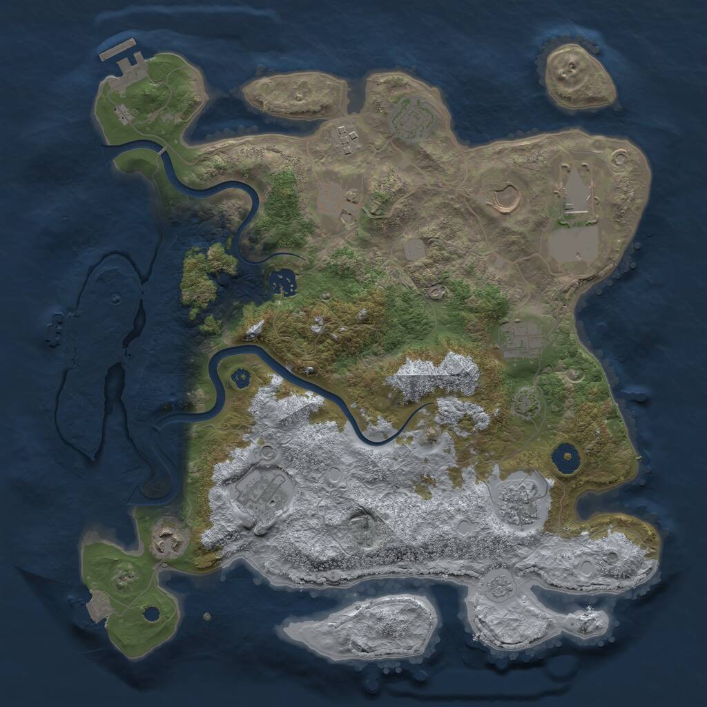 Rust Map: Procedural Map, Size: 3700, Seed: 633641799, 16 Monuments