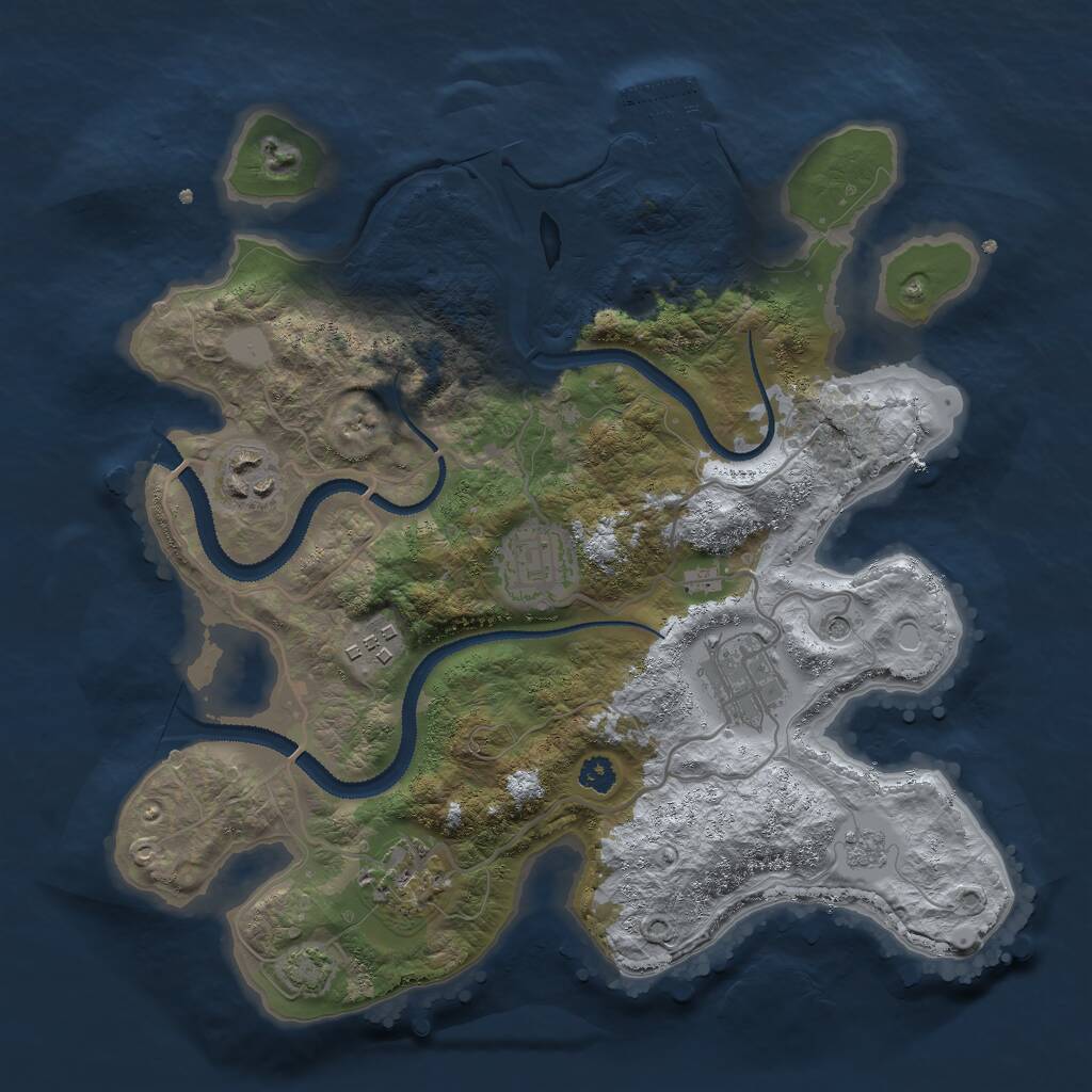 Rust Map: Procedural Map, Size: 3000, Seed: 25478, 10 Monuments