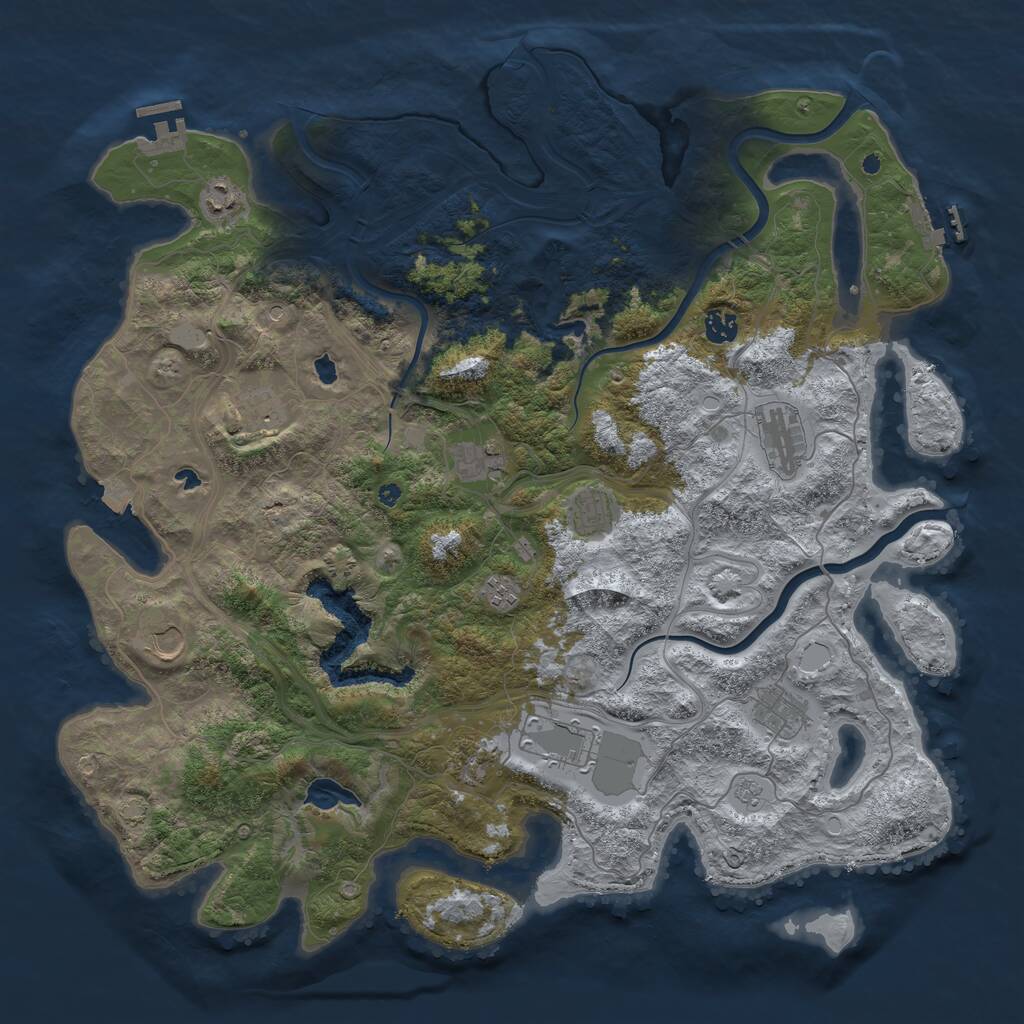 Rust Map: Procedural Map, Size: 4500, Seed: 241988160, 17 Monuments