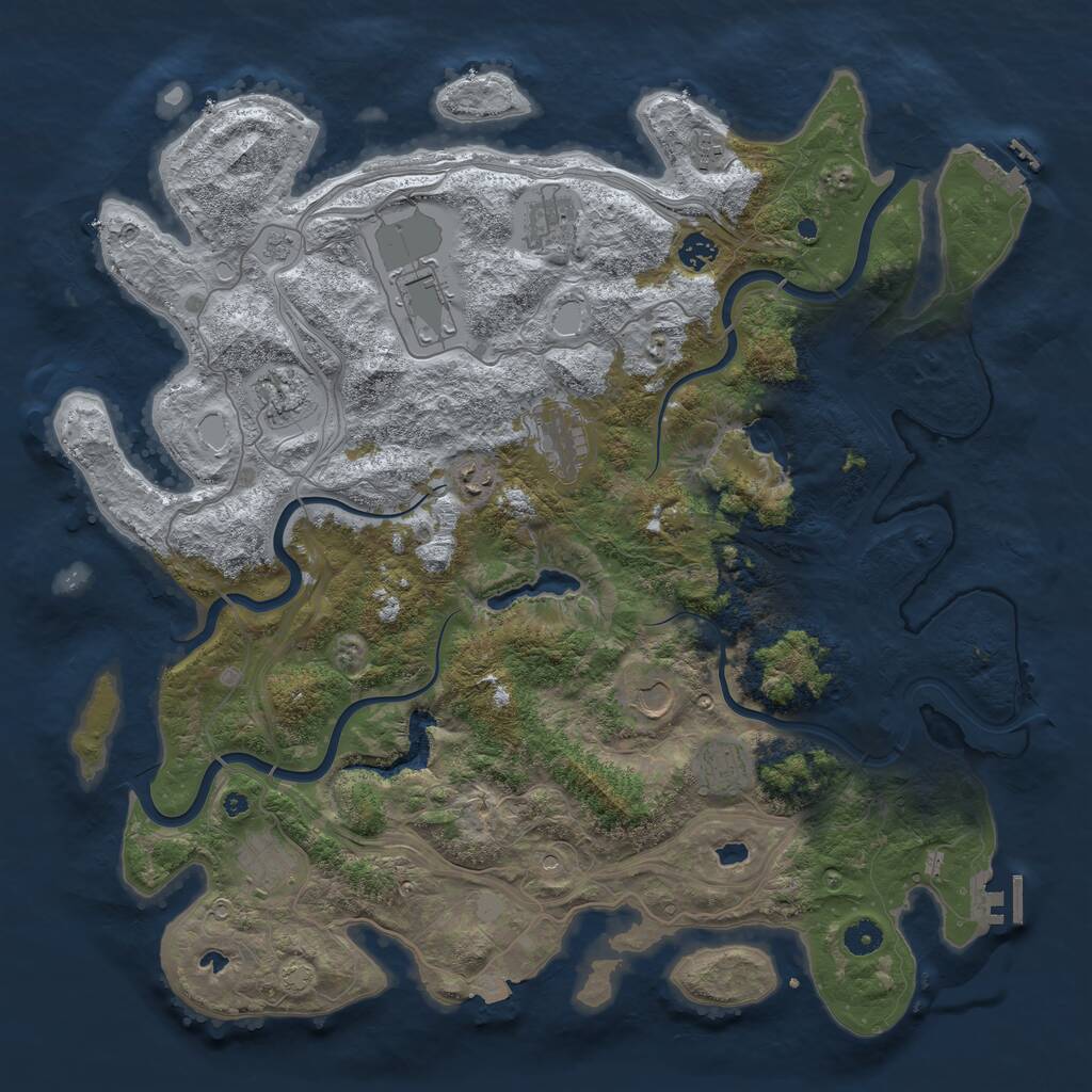 Rust Map: Procedural Map, Size: 4500, Seed: 842170545, 16 Monuments