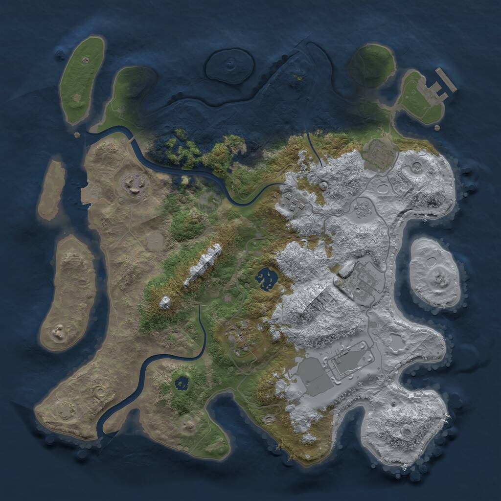 Rust Map: Procedural Map, Size: 3500, Seed: 756464, 12 Monuments