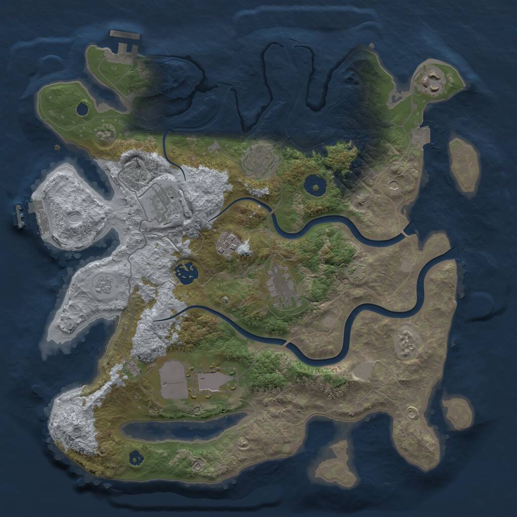Rust Map: Procedural Map, Size: 3500, Seed: 53194680, 13 Monuments
