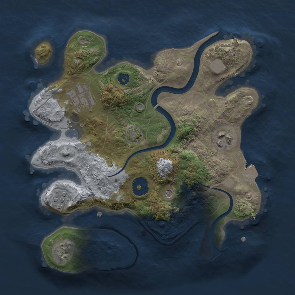 Rust Map: Procedural Map, Size: 2500, Seed: 2056856942, 6 Monuments