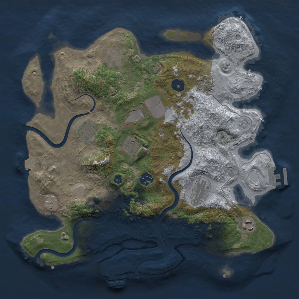 Rust Map: Procedural Map, Size: 3500, Seed: 1783379637, 15 Monuments
