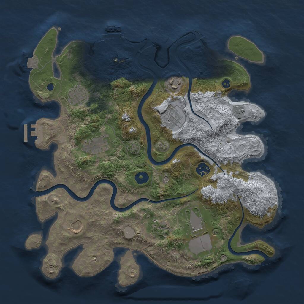 Rust Map: Procedural Map, Size: 3500, Seed: 8254971, 14 Monuments