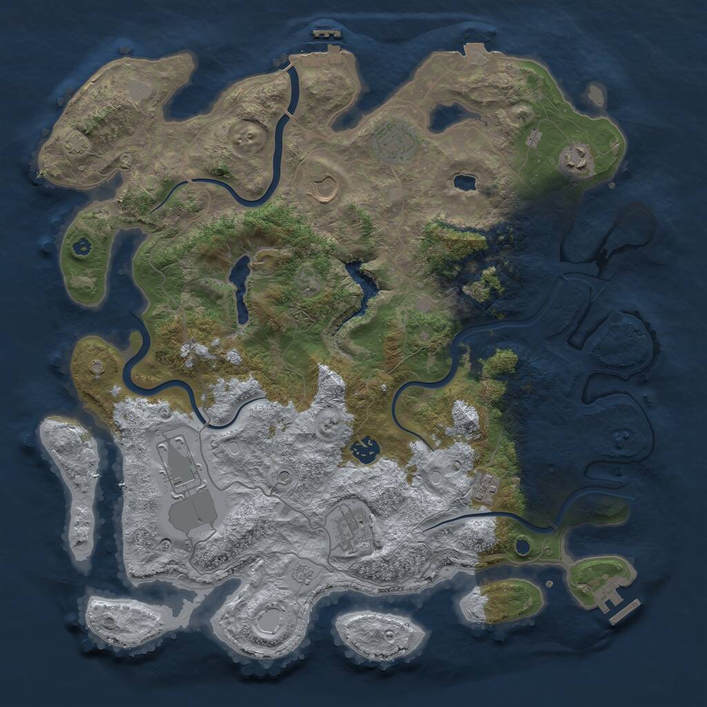 Rust Map: Procedural Map, Size: 4000, Seed: 20250701, 13 Monuments