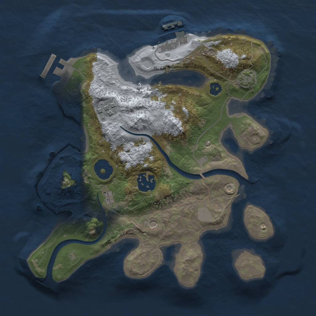Rust Map: Procedural Map, Size: 2500, Seed: 76854, 7 Monuments
