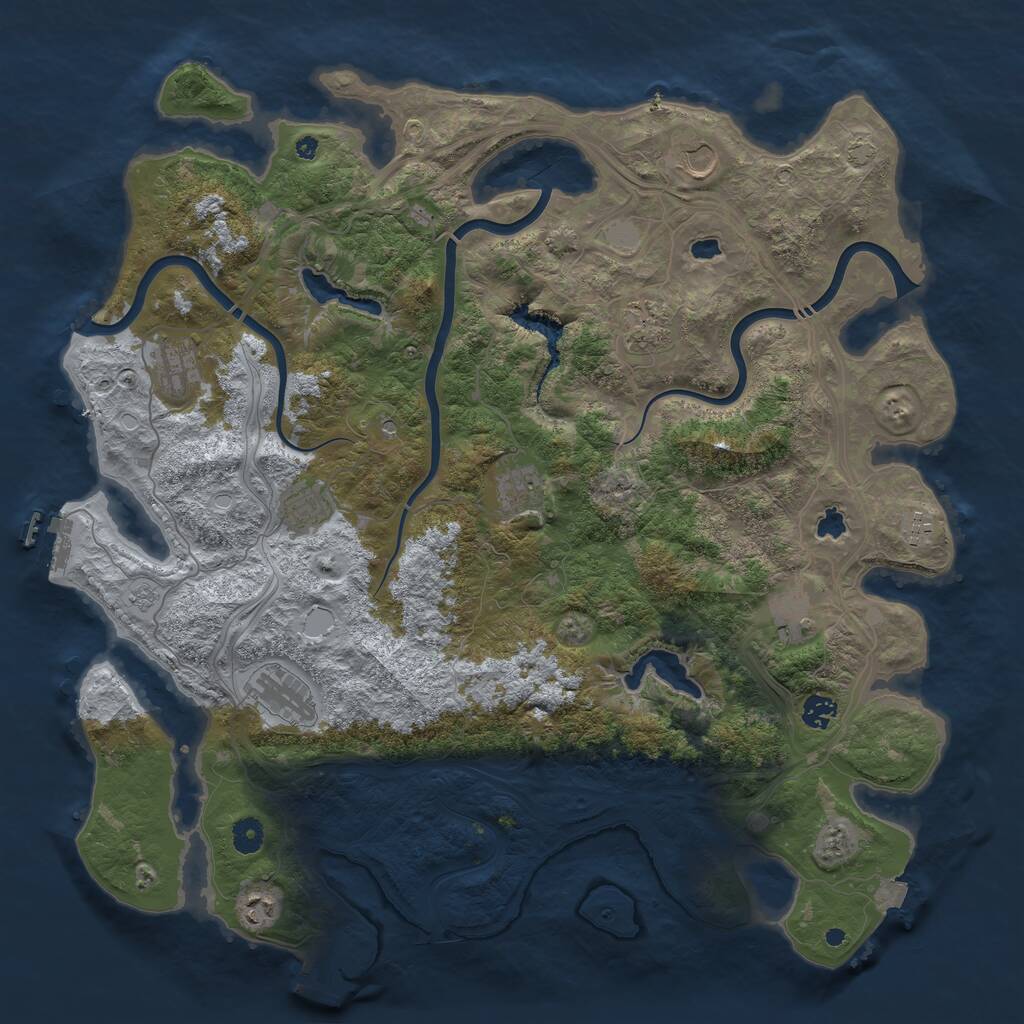 Rust Map: Procedural Map, Size: 4500, Seed: 1246531432, 16 Monuments