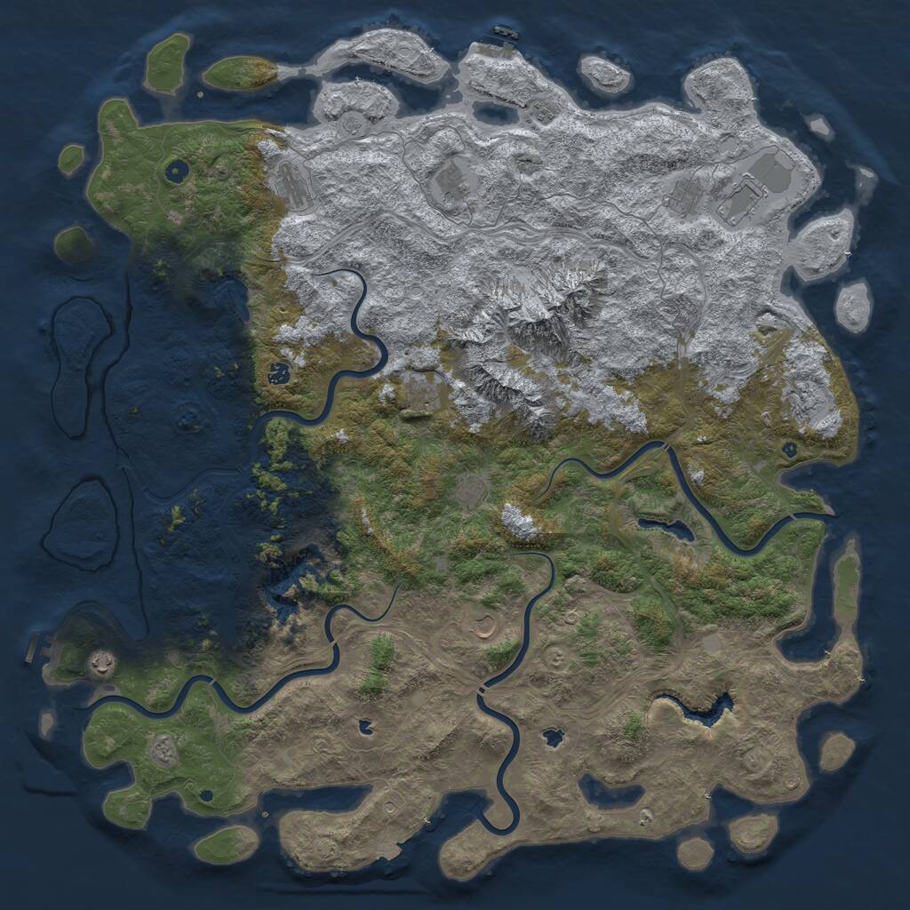 Rust Map: Procedural Map, Size: 6000, Seed: 1942959946, 17 Monuments