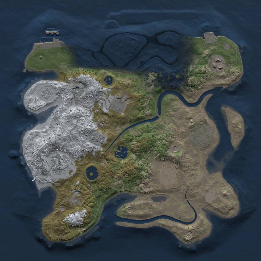 Rust Map: Procedural Map, Size: 3000, Seed: 1409108185, 12 Monuments