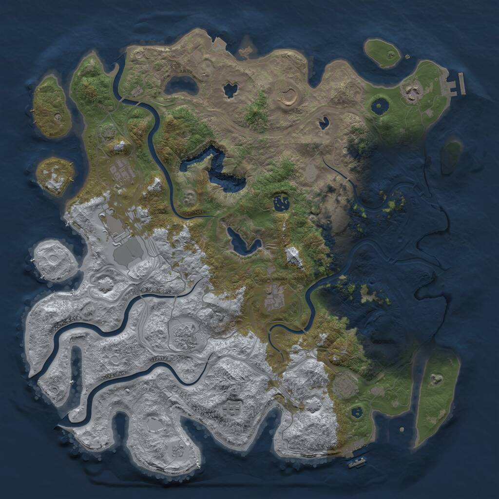 Rust Map: Procedural Map, Size: 4500, Seed: 1380512609, 16 Monuments