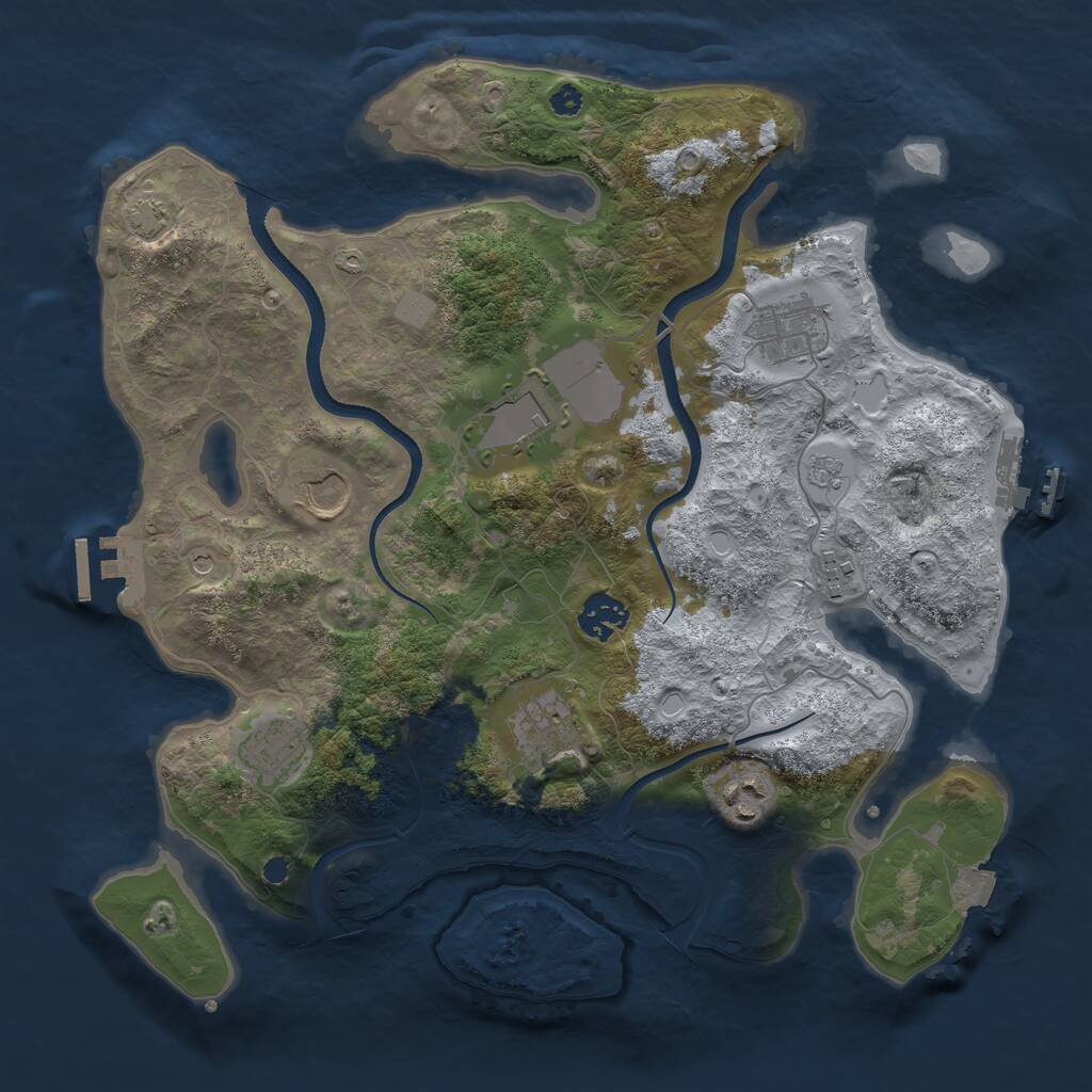 Rust Map: Procedural Map, Size: 3500, Seed: 1332227861, 14 Monuments