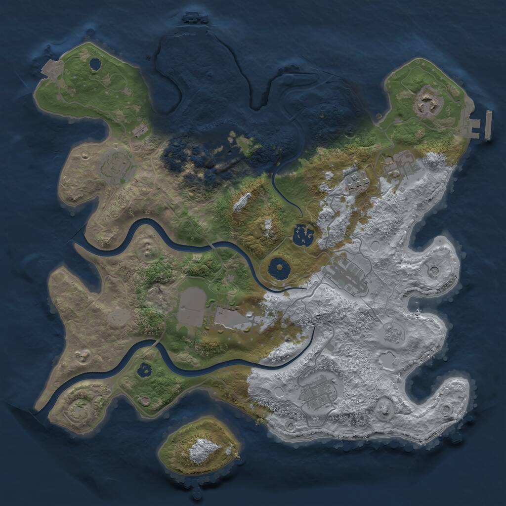 Rust Map: Procedural Map, Size: 3500, Seed: 931806991, 15 Monuments