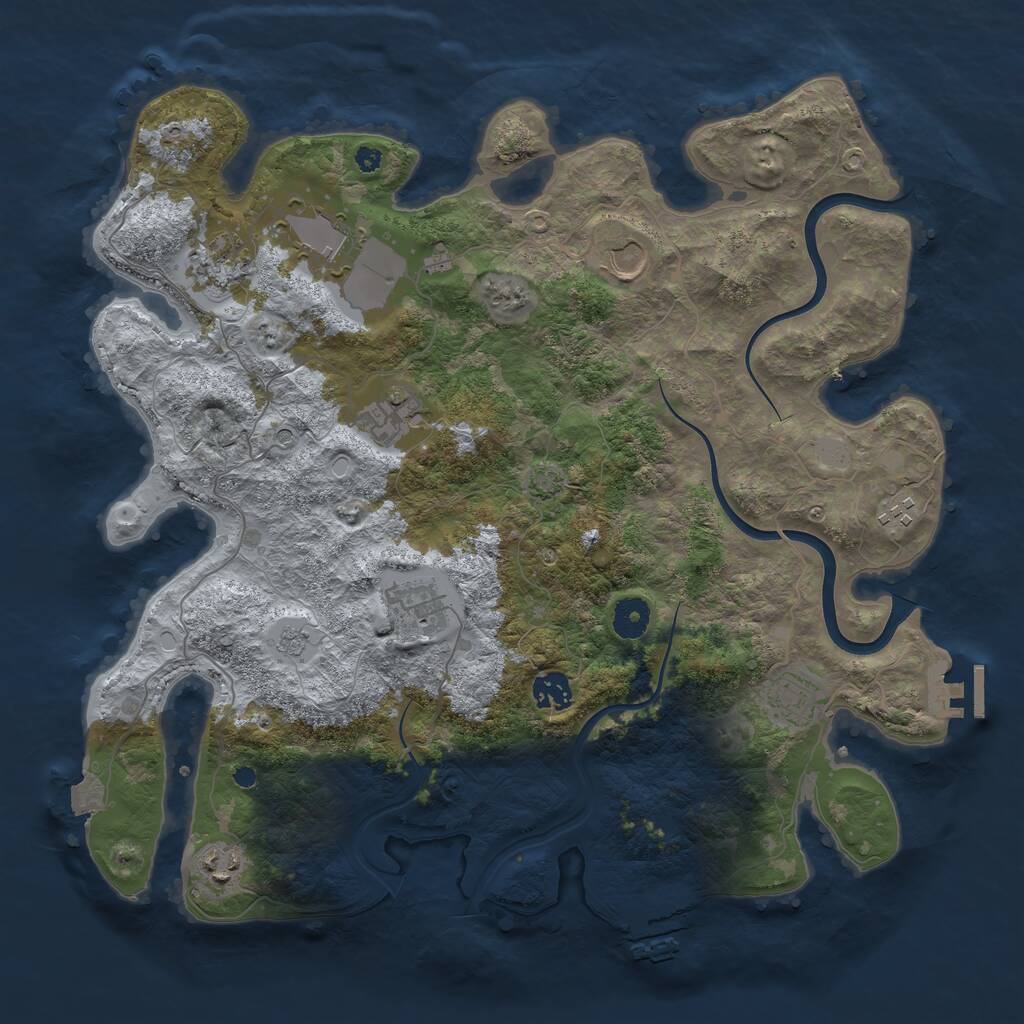 Rust Map: Procedural Map, Size: 3900, Seed: 70707, 15 Monuments