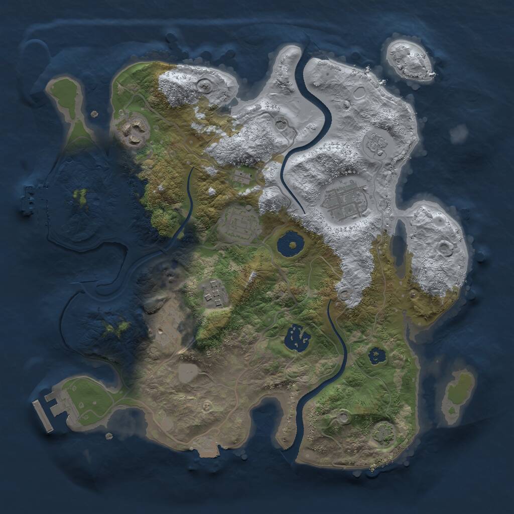 Rust Map: Procedural Map, Size: 3000, Seed: 93242340, 12 Monuments