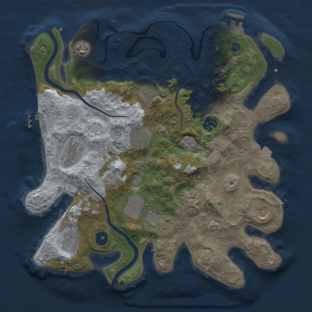 Rust Map: Procedural Map, Size: 3500, Seed: 1435623639, 16 Monuments